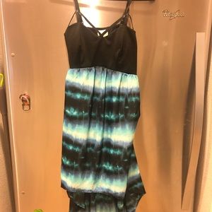 Hi low strappy summer dress with chest accent